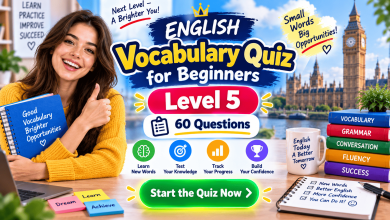 English Vocabulary Quiz for Beginners – Level 5 | 60 Questions