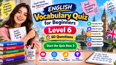 English Vocabulary Quiz for Beginners – Level 6 | 60 Questions
