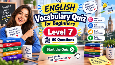 English Vocabulary Quiz for Beginners – Level 7 | 60 Questions