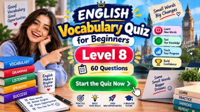 English Vocabulary Quiz for Beginners – Level 8 | 60 Questions