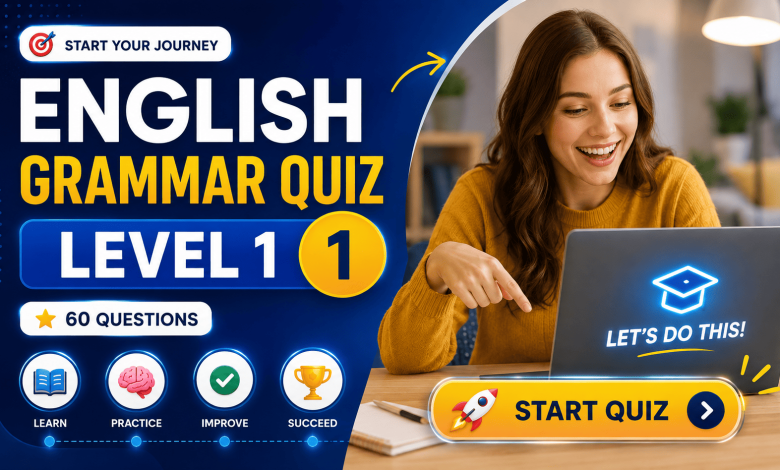 English Grammar Quiz for Beginners – Level 1 | 60 Questions